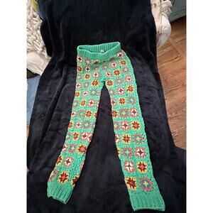 FLOOK FOR FREE PEOPLE GRANNY SQUARE COTTON CROCHET LEGGINGS S BOHO FESTIVAL